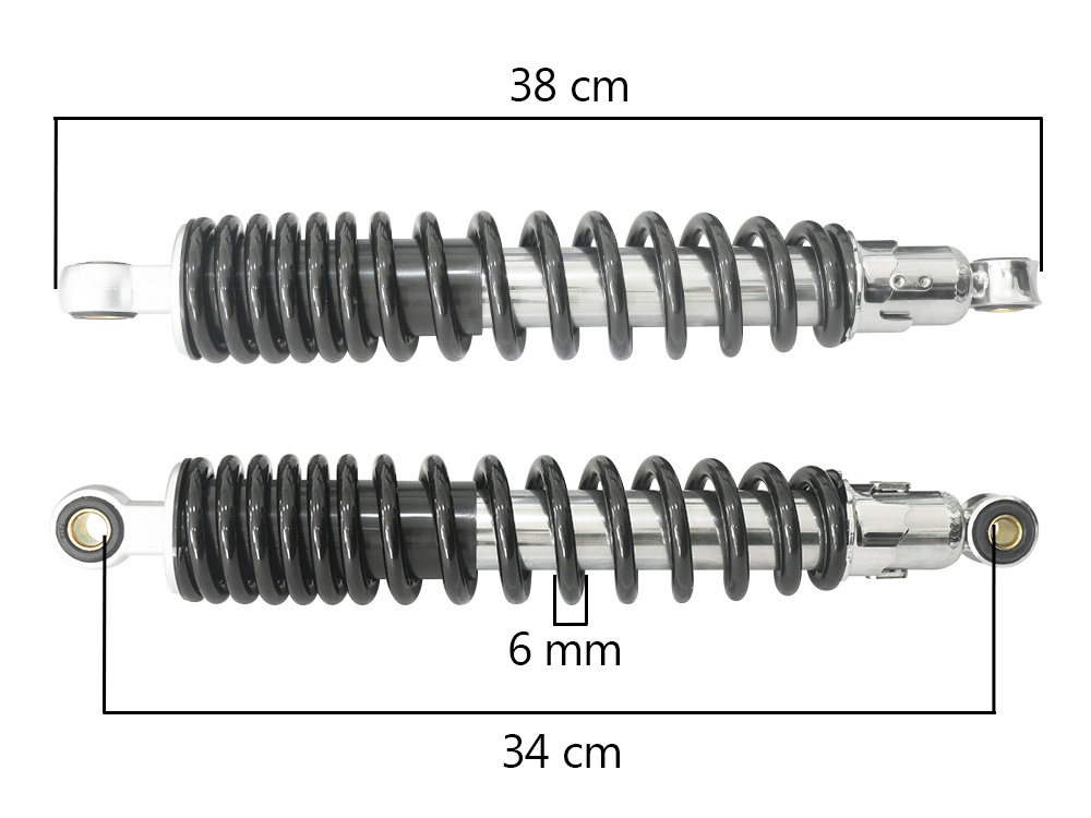 AMORTIGUADOR POST. GL RESORTE 8MM/16V EXT: 38CM INT: 35.5CM