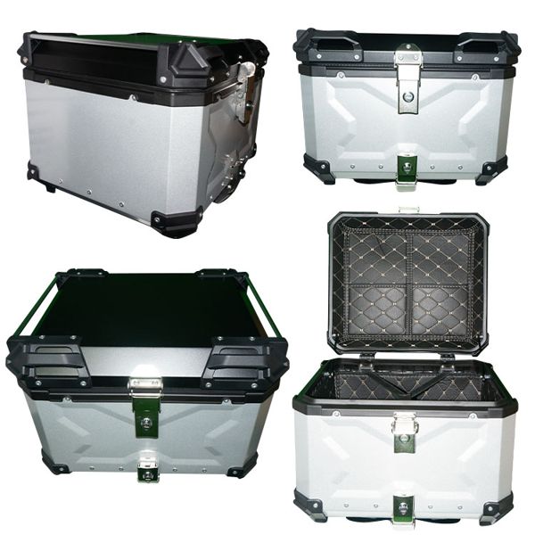 CAJUELA DE ALUMINIO MODELO X  PLATA 45 LTS CON ACCESORIOS -NEGRO