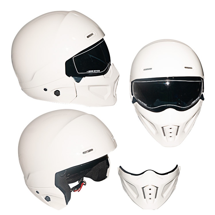 CASCO DESMONTABLE BLANCO BRILLO TALLA XL