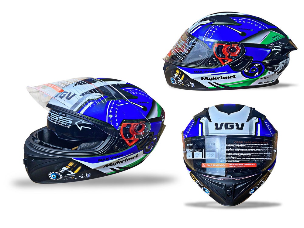 CASCO INTEGRAL CODIGO 81 BLANCO/AZUL/VERDE MATE TALLA M