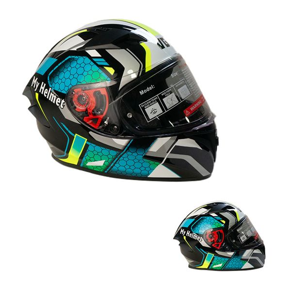CASCO INTEGRAL CODIGO 81 CELESTE /NEGRO MATE TALLA XL