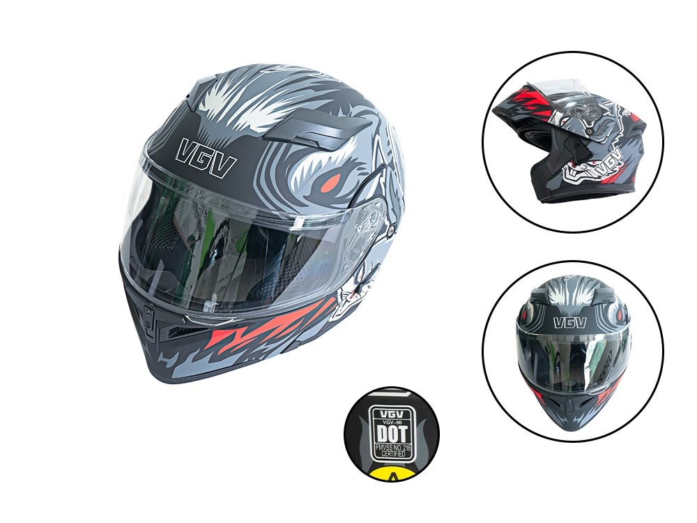 CASCO ARTICULADO PLOMO/ROJO MATE CODIGO 90 M