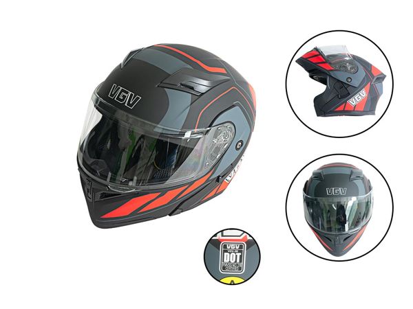 CASCO ARTICULADO PLOMO/ROJO MATE CODIGO 90 L