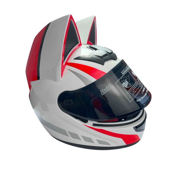 CASCO CON OREJAS ROJO Y BLANCO TALLA XL
